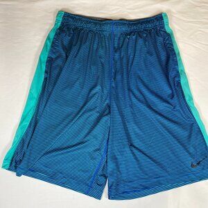Nike Dri-Fit Striped Activewear Shorts Men's XL Blue 100% Polyester